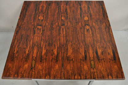 Mid Century Modern Danish Rosewood Flip Top Square Game Table Dining Table