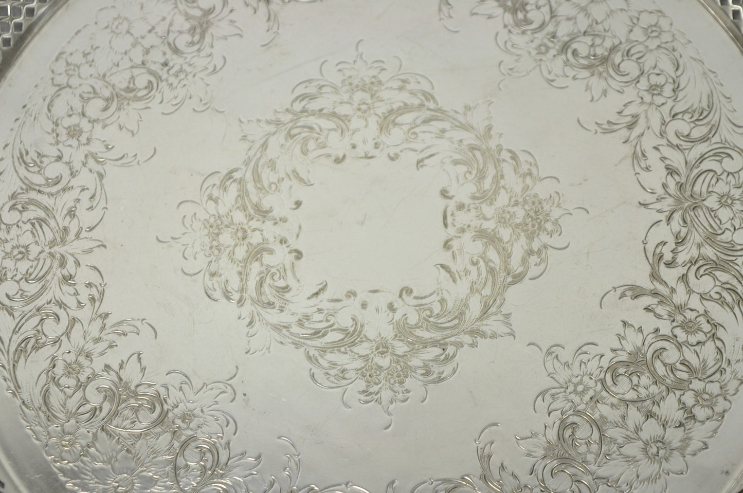 Vintage EG Webster & Son Silver Plated Grapevine Round Bar Serving Platter Tray