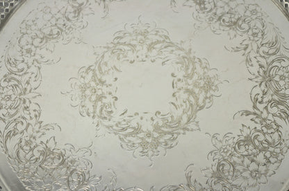 Vintage EG Webster & Son Silver Plated Grapevine Round Bar Serving Platter Tray