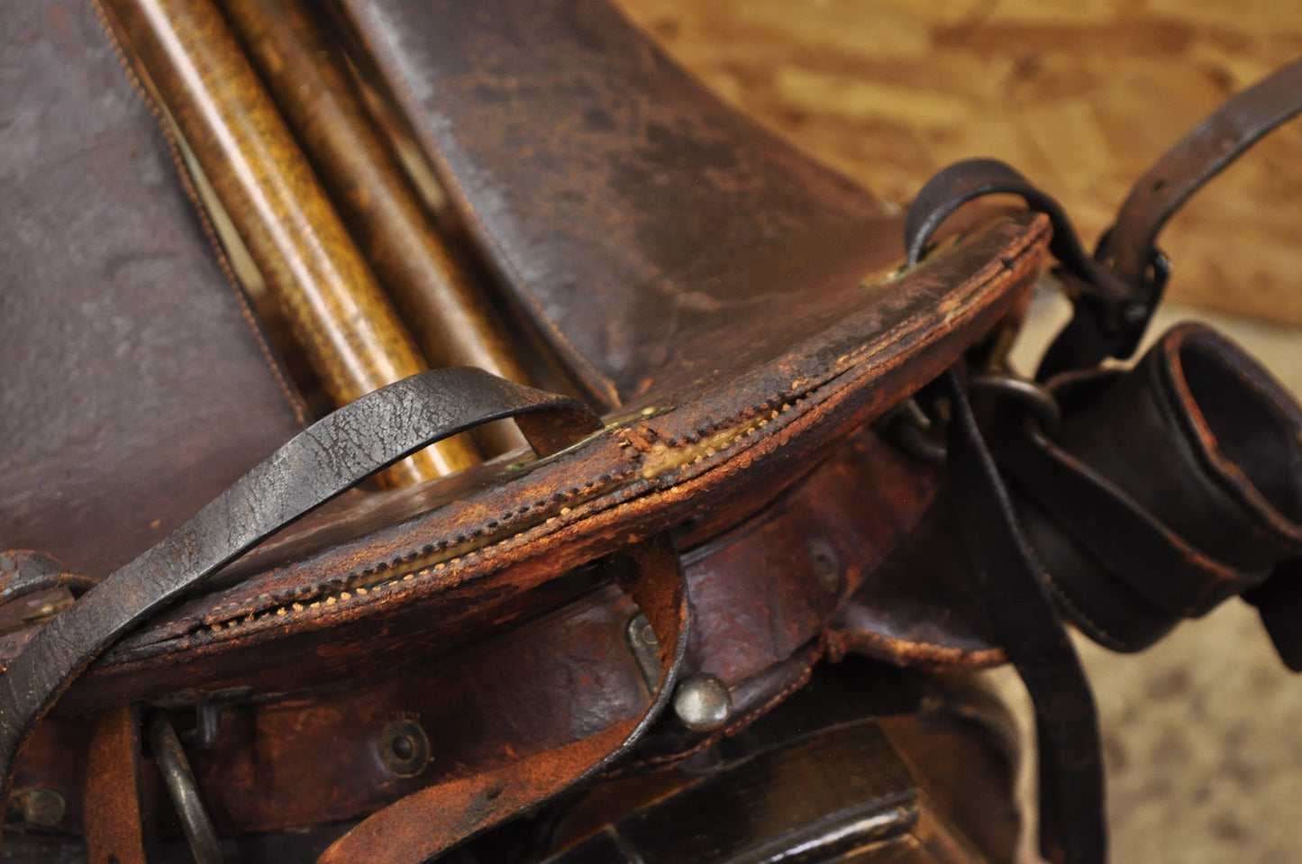 Antique McClellan Brown Leather 12 inch WWI Calvary Horse Saddle, Circa 1900