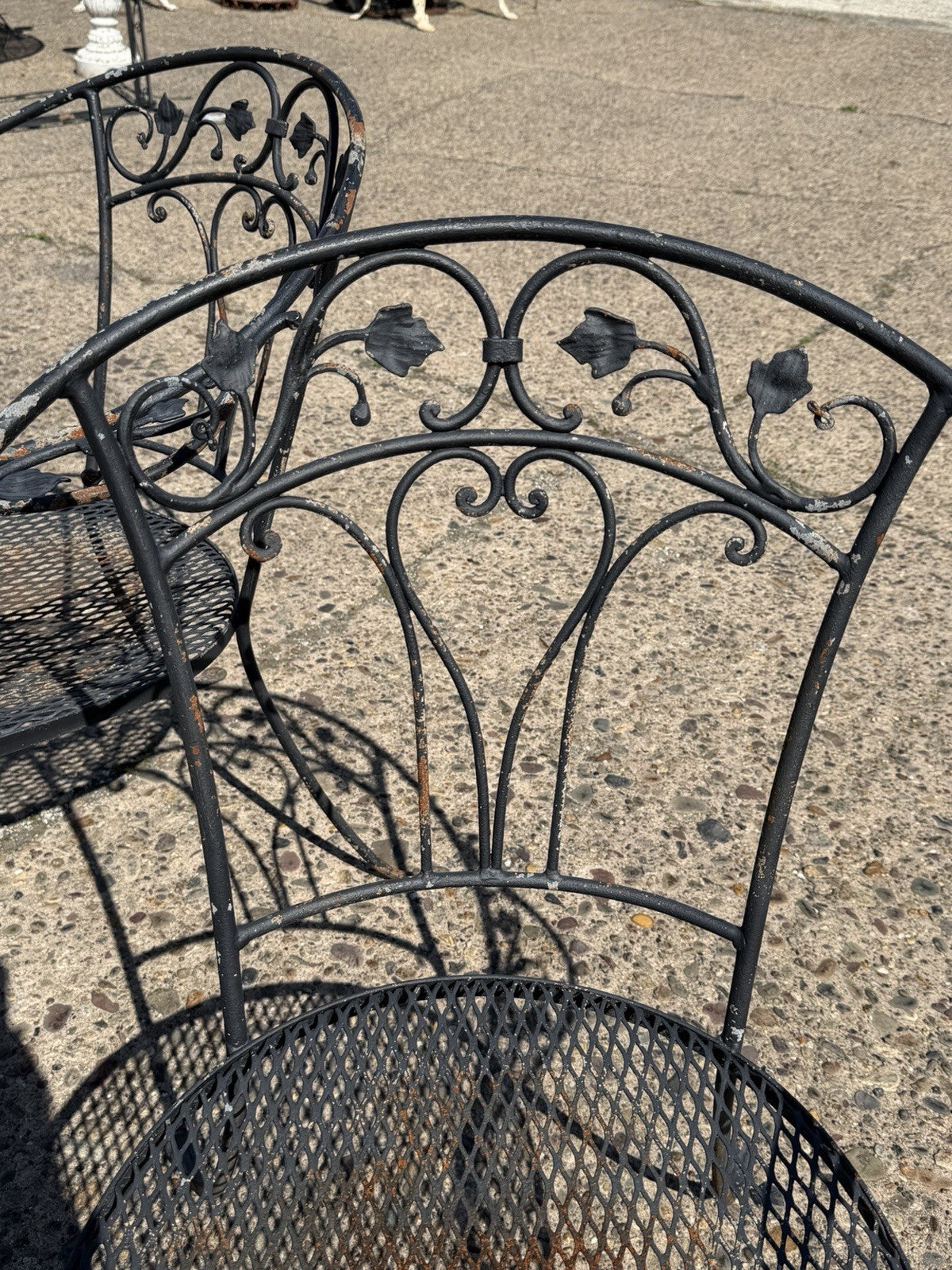 Salterini Style Wrought Iron Garden Patio Arm Chairs by Florentine Craft Studio