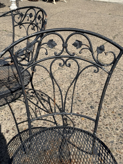 Salterini Style Wrought Iron Garden Patio Arm Chairs by Florentine Craft Studio