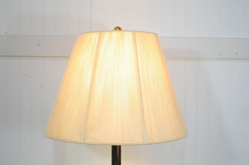 Vintage Queen Anne Style Solid Brass & Glass Occasional Floor Lamp Side Table