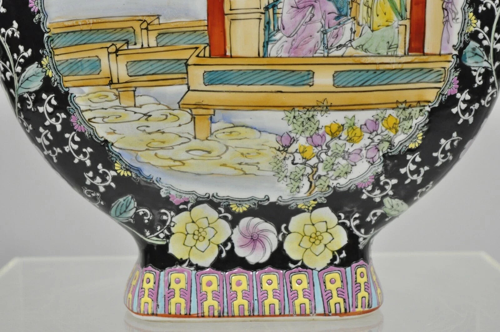 Vintage Chinese Porcelain Double Handle Large 19" Moon Flask Flower Vase