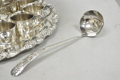 Vintage Sheridan Victorian Silver Plated Punch Bowl Set w/ 12 Cups and Tray