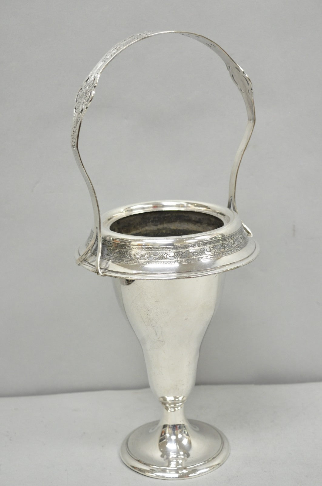 Antique Pairpoint Victorian Silver Plated Fluted Brides Flower Basket Vase