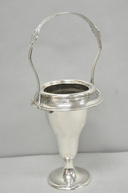 Antique Pairpoint Victorian Silver Plated Fluted Brides Flower Basket Vase