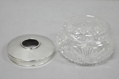 Antique Victorian Sterling Silver Crystal Glass Vanity Hair Receiver "N" Mono