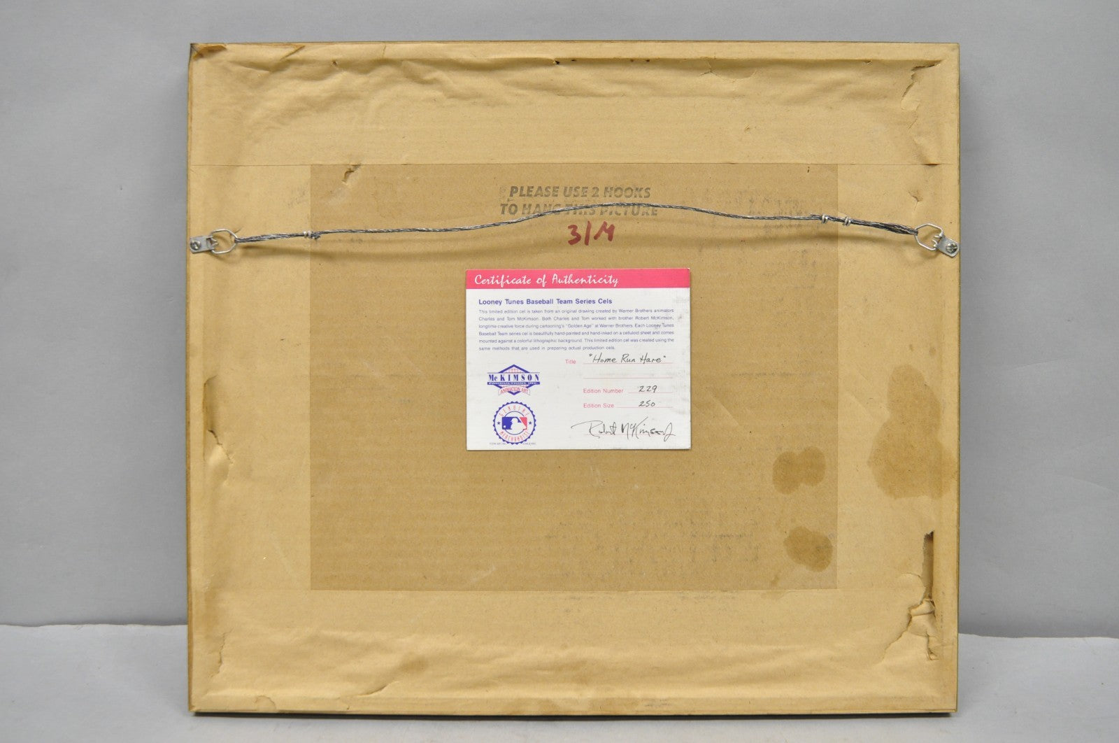 Vintage 1992 Warner Bros New York Yankees Artist Proof Cel Homerun Hare 229/250