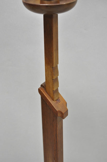 Vintage Frances Elkins Style Colonial Mahogany Ratchet Candlestick Floor Lamp