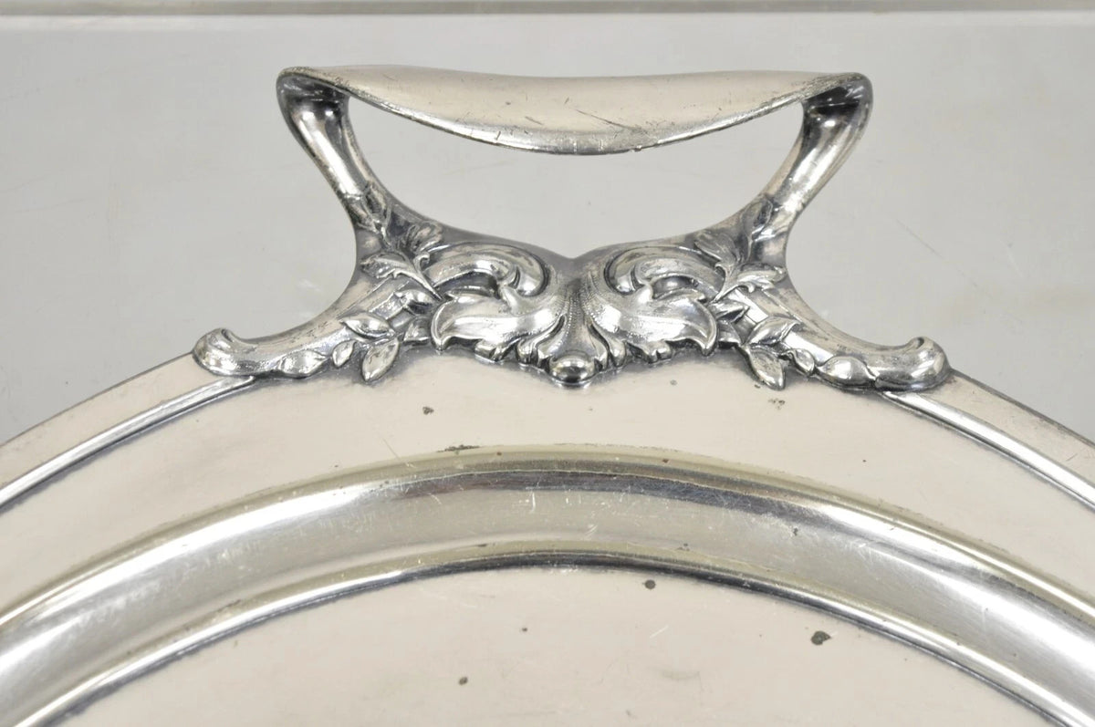 Antique Meriden B Co. Victorian Silver Plated Oval Serving Platter Tray Engraved