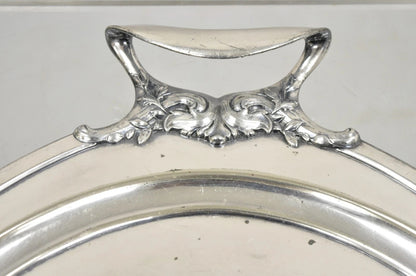 Antique Meriden B Co. Victorian Silver Plated Oval Serving Platter Tray Engraved