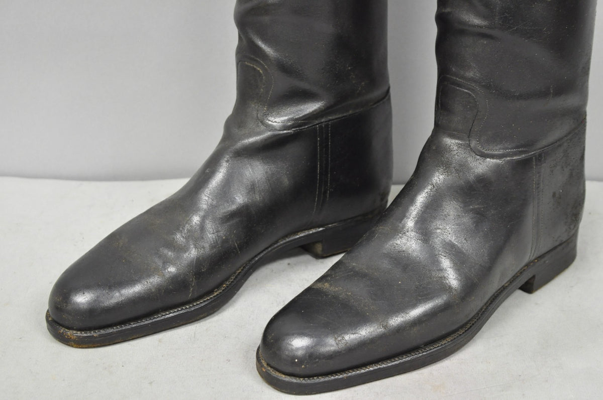 Vintage Maxwell London English Leather Black & Brown Horse Riding Boots w/ Trees