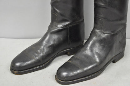 Vintage Maxwell London English Leather Black & Brown Horse Riding Boots w/ Trees