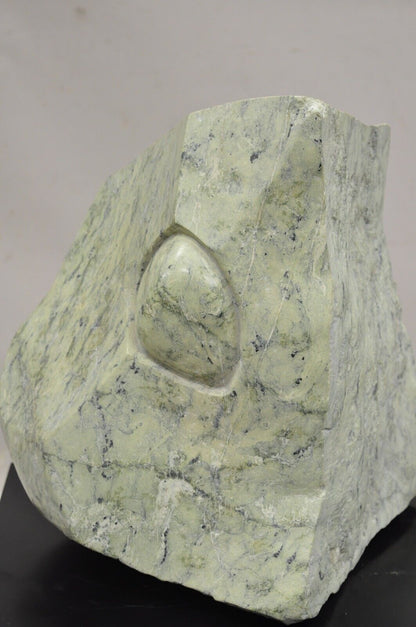 Sheryl C. Benjamin Carved Green Marble Abstract Modern Stone Sculpture