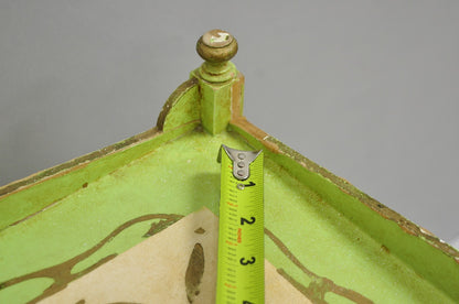 Vintage Italian Venetian Green Distress Painted 3 Tier French Country Side Table