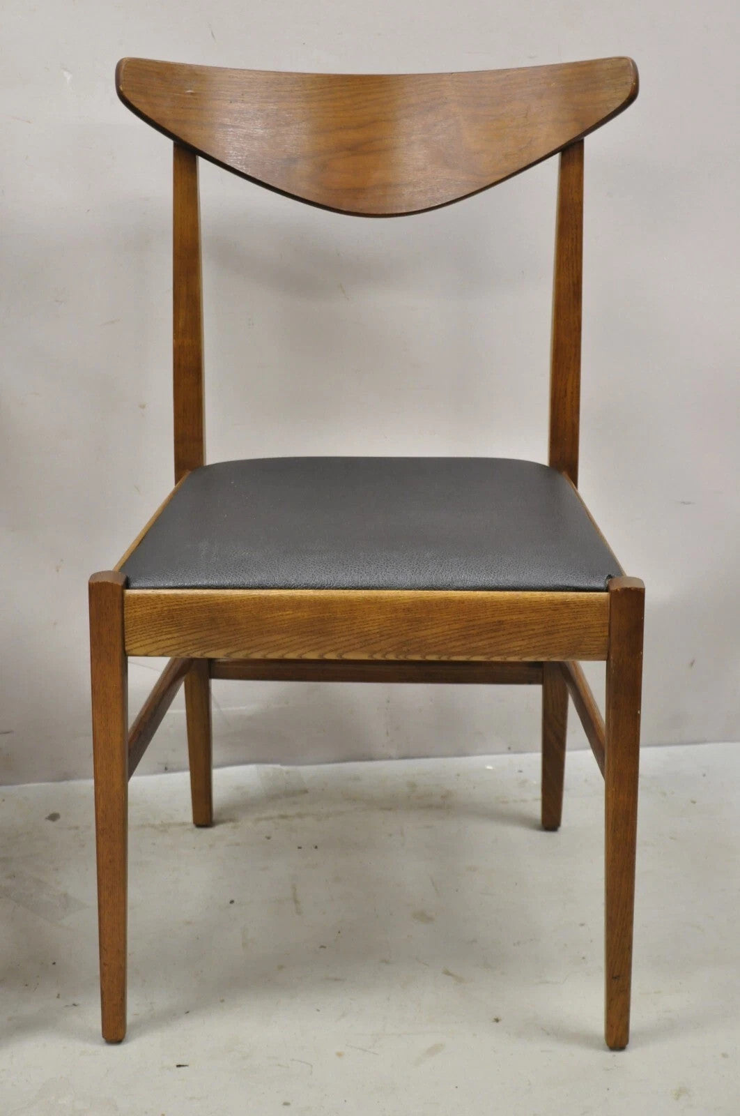 Vintage Mid Century Modern Cat Eye Walnut Dining Chairs by Stanley - Set of 4