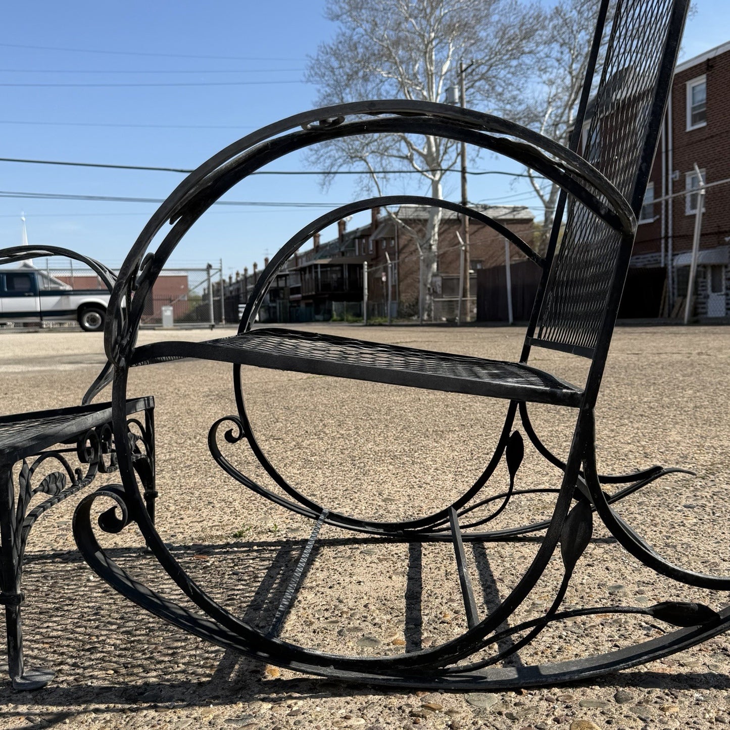Vintage Salterini Art Nouveau Wrought Iron Garden Patio Sofa Chair Set - 3 Pcs