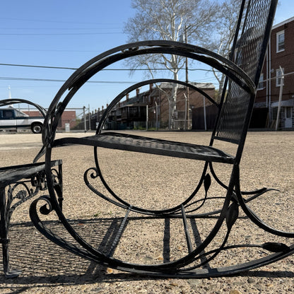 Vintage Salterini Art Nouveau Wrought Iron Garden Patio Sofa Chair Set - 3 Pcs