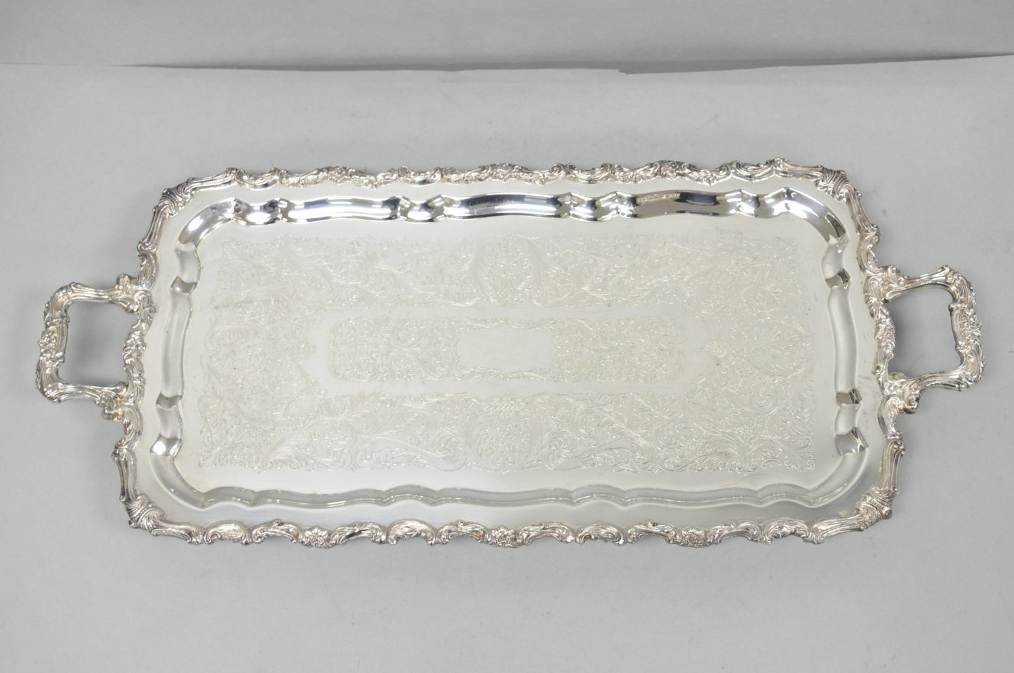 Vintage Sheridan Victorian Silver Plated Narrow Footed Serving Platter Bar Tray