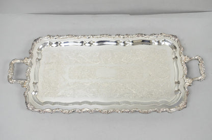 Vintage Sheridan Victorian Silver Plated Narrow Footed Serving Platter Bar Tray