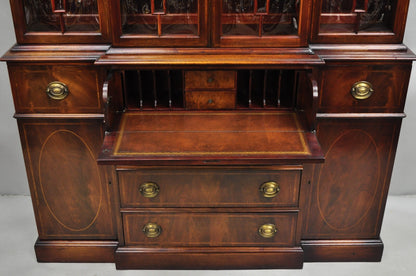Antique Georgian Mahogany Bubble Glass Breakfront Cabinet Bookcase by Vanleigh