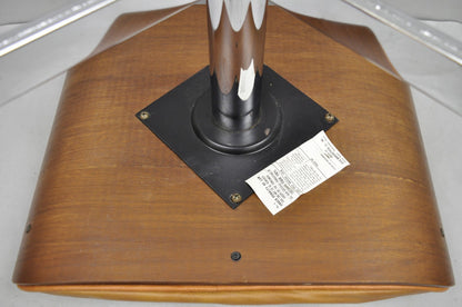 Vintage Selig Mid Century Modern Eames Style Chrome Walnut Footstool Ottoman