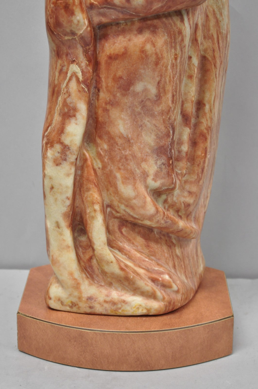Vintage Seymour Shuren Modern Carved Pink Marble Tall Woman Figure Sculpture