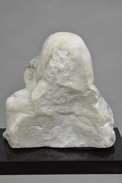 Morton Gaffin "Love, 1988" Modernist Mother & Child White Alabaster Sculpture