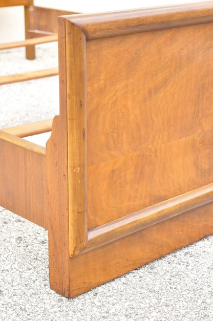 Vintage Mid Century Modern Art Deco Walnut Full Size Bed Frame by Joerns Bros