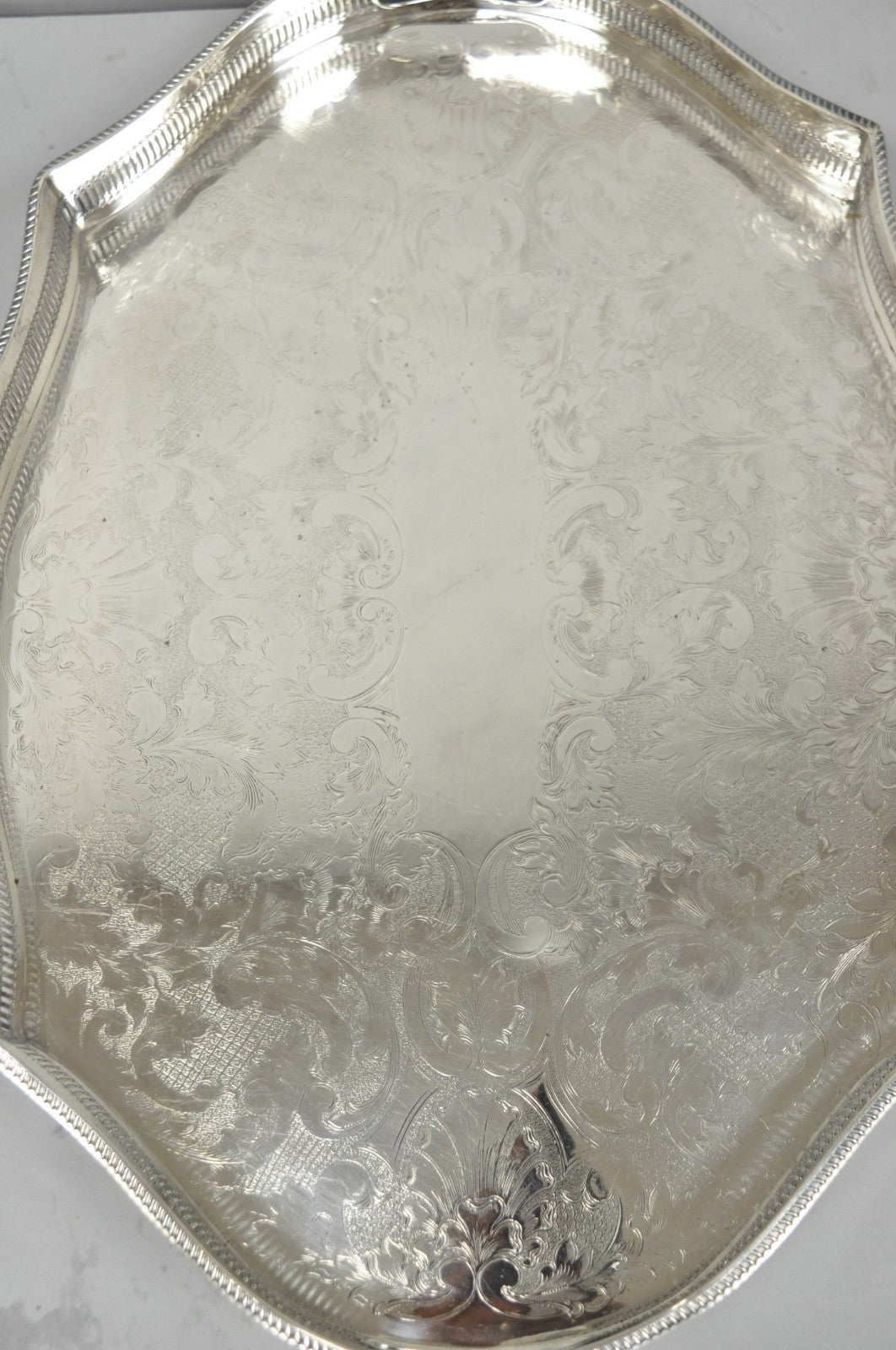 Vintage William Adams Sheffield England Edwardian Silver Plated Scalloped Tray