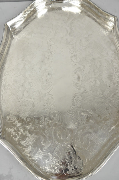 Vintage William Adams Sheffield England Edwardian Silver Plated Scalloped Tray