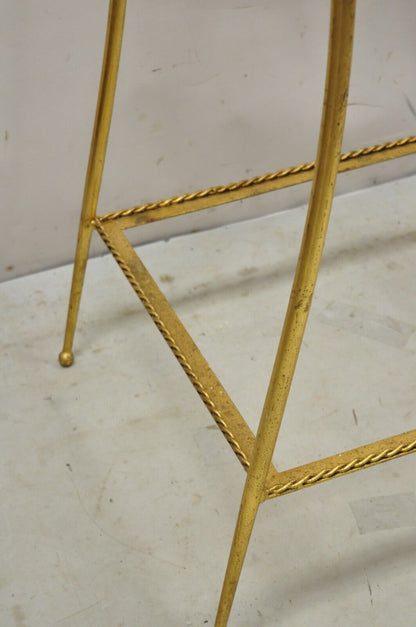 Italian Hollywood Regency Iron Rope Tassel Gold 3 Tier Display Stand Pedestal