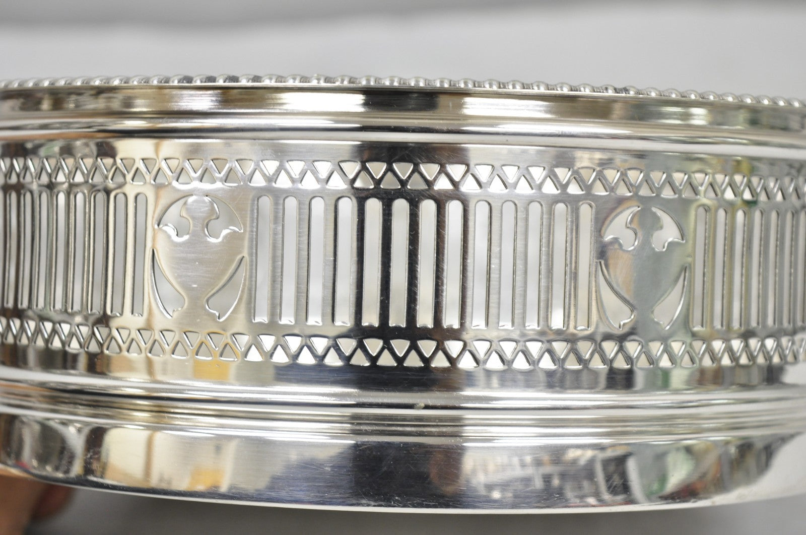 Antique Gorham English Edwardian Silver Plated "Urns" Large 9" Bar Wine Coaster