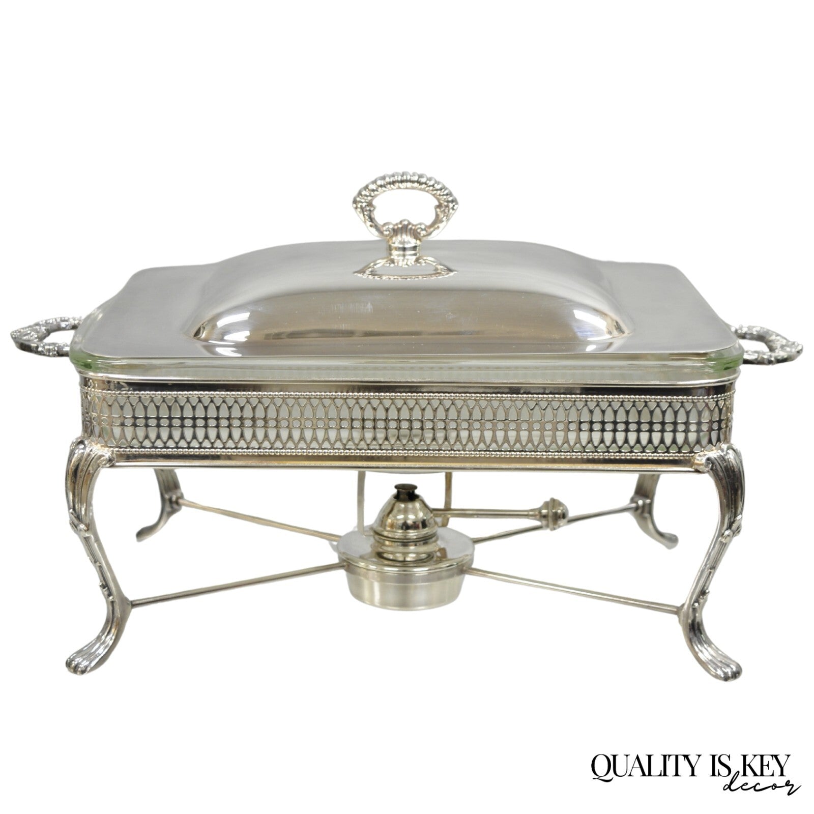 Vintage Sheffield USA Victorian Silver Plated Chafing Dish Buffet Food Warmer