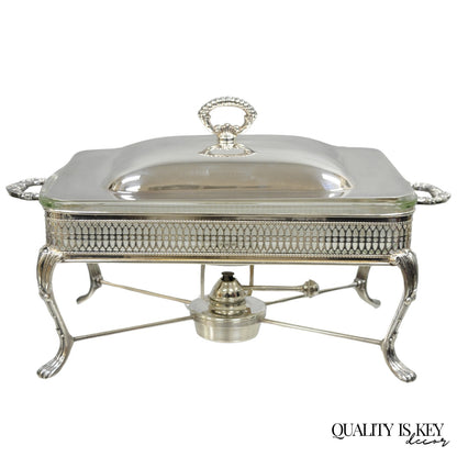 Vintage Sheffield USA Victorian Silver Plated Chafing Dish Buffet Food Warmer
