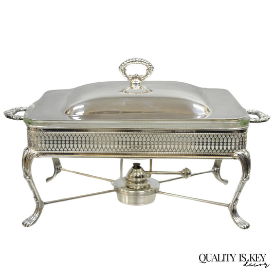 Vintage Sheffield USA Victorian Silver Plated Chafing Dish Buffet Food Warmer