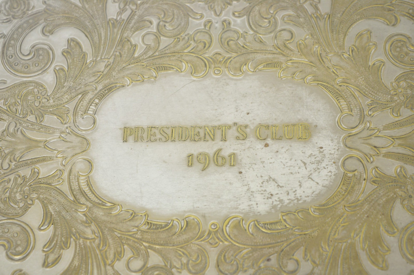 Vintage "President's Club 1961" Silver Plated Award Serving Platter Butlers Tray