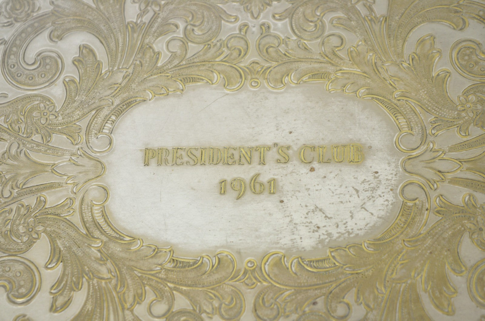 Vintage "President's Club 1961" Silver Plated Award Serving Platter Butlers Tray