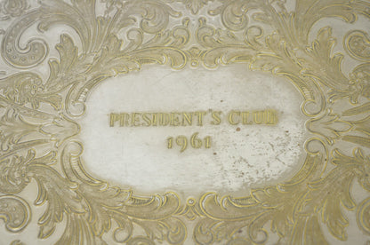 Vintage "President's Club 1961" Silver Plated Award Serving Platter Butlers Tray