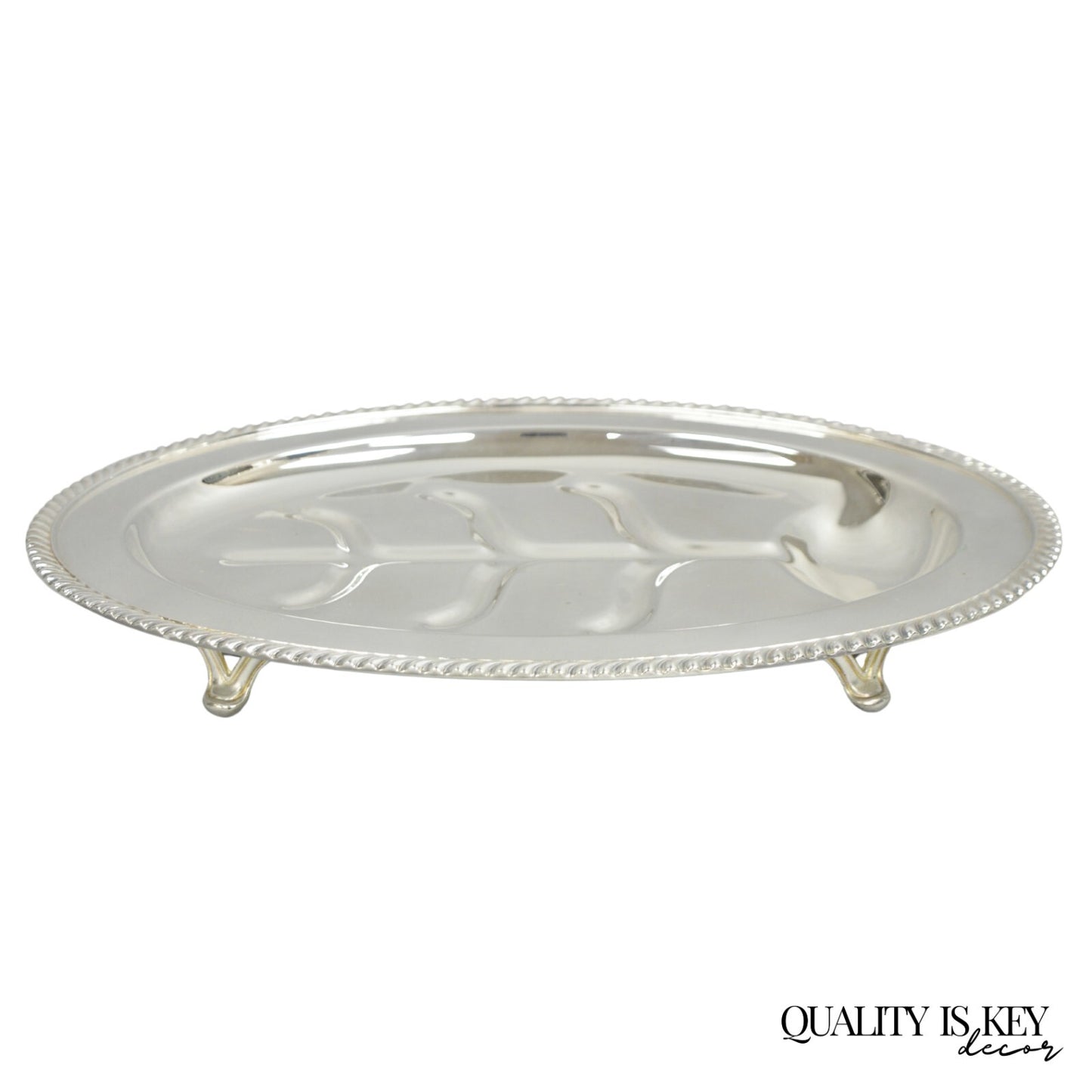 Vintage Sheffield Victorian Silver Plated Meat Cutlery Oval Serving Platter Tray
