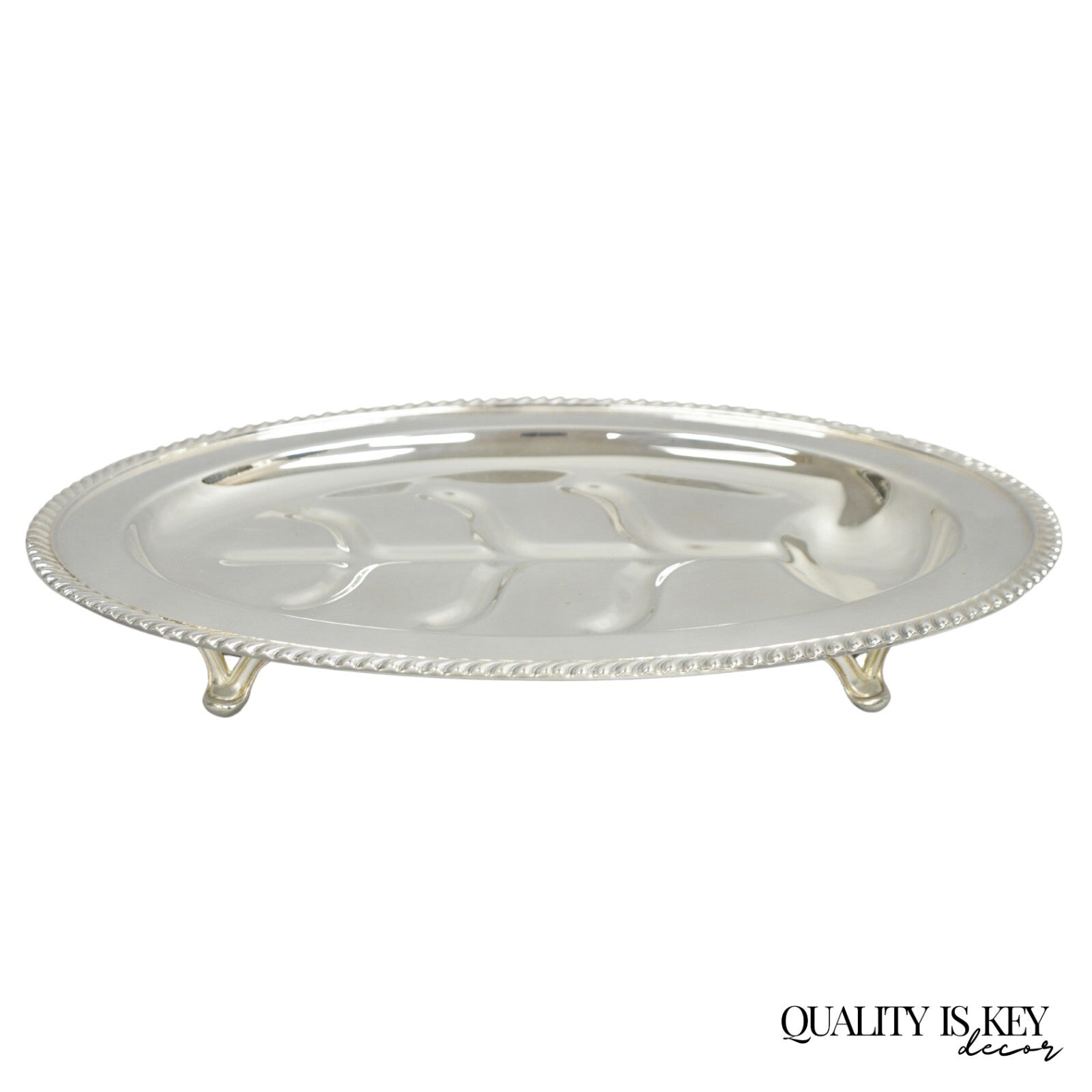 Vintage Sheffield Victorian Silver Plated Meat Cutlery Oval Serving Platter Tray