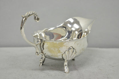 Vintage Victorian Style Silver Plated Footed Gravy Sauce Boat With Handle