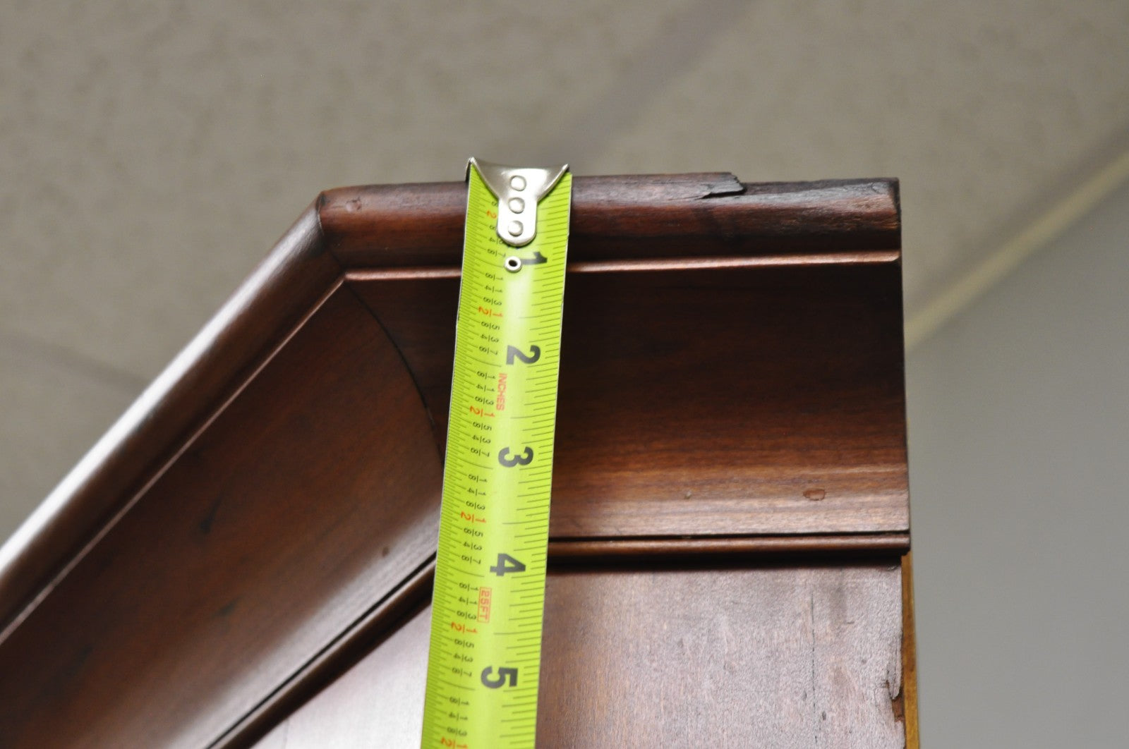 Antique Colonial Primitive Cherry Wood Glass Front Corner China Cabinet Cupboard