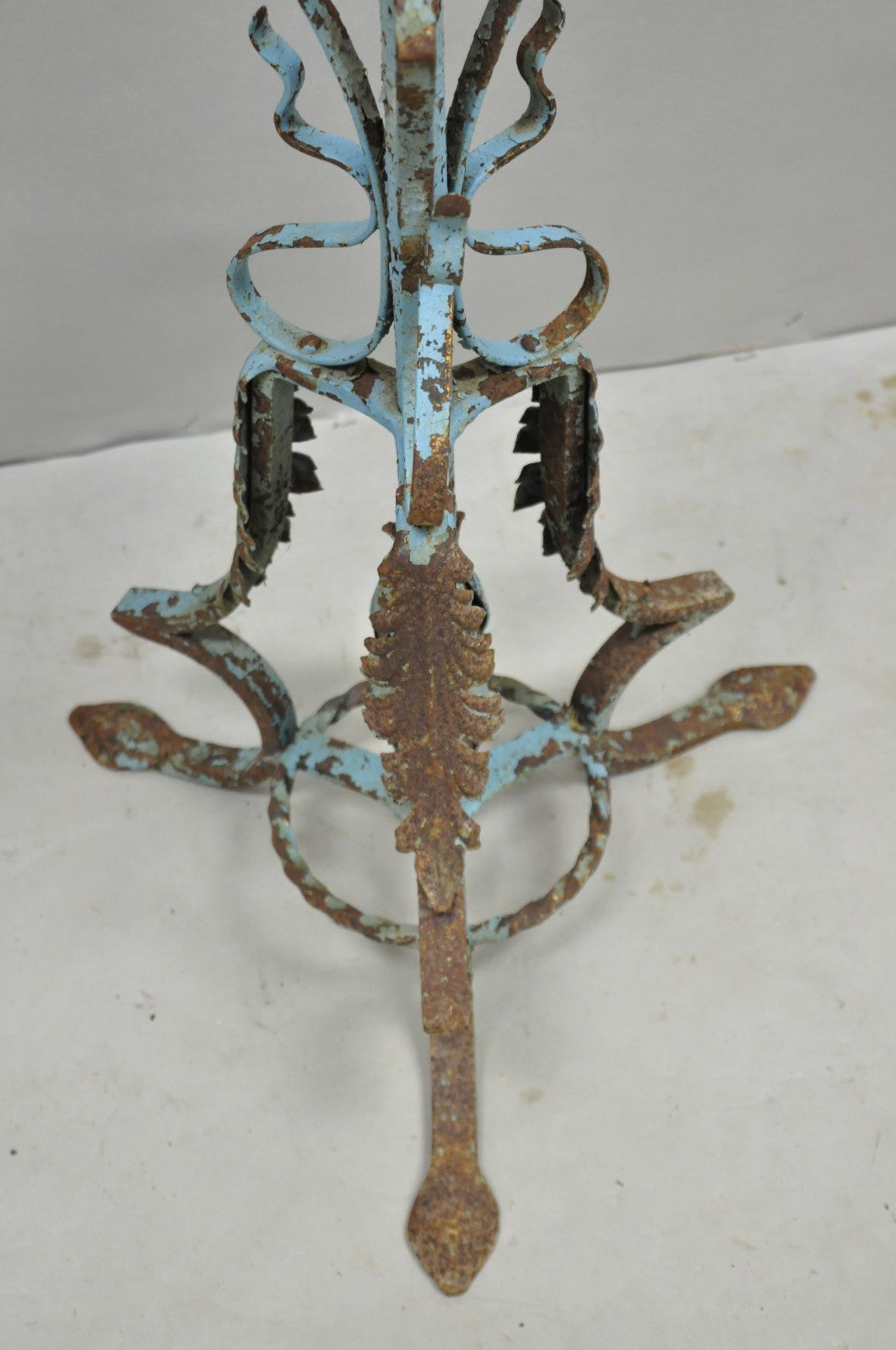 Antique Gothic Renaissance Wrought Iron Italian Candle Holder Candelabra - Pair