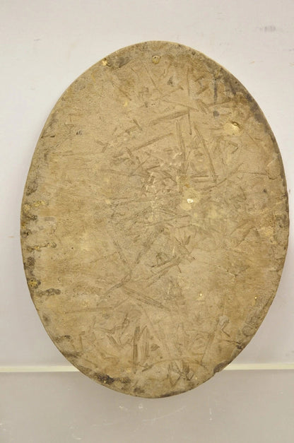 Antique Persian Iznik Qajar Style Ceramic Pottery Oval Tile Kneeling Woman C3