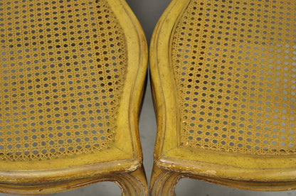 Vintage French Provincial Louis XV Style Cane Dining Side Chairs - Set of 6