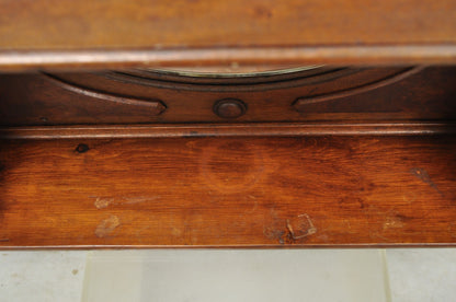 Antique Eastlake Victorian Carved Walnut Oval Mirror Sideboard Backsplash Shelf
