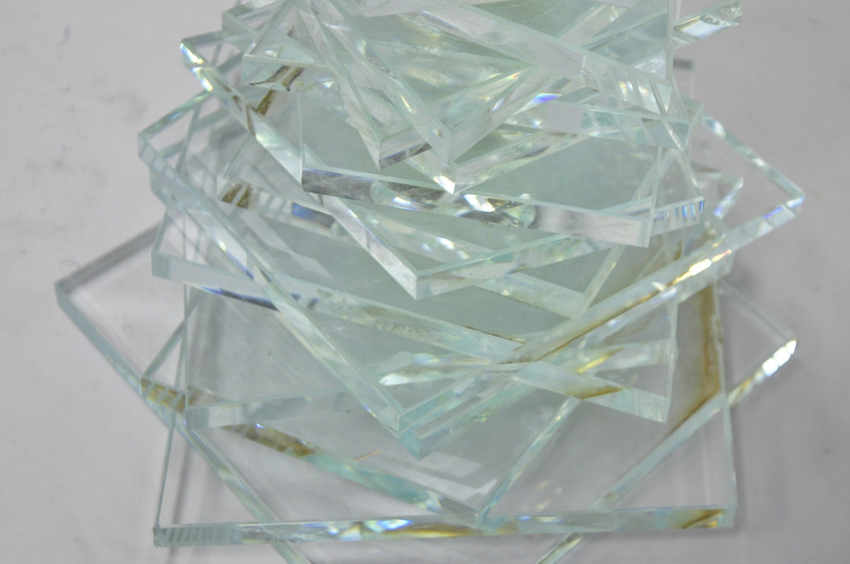 Vintage Mid Century Modern Stacked Glass Skyscraper Round Accent Side Table