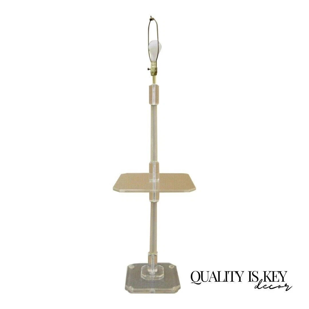 Vintage Mid Century Modern Clear Lucite Occasional Accent Floor Lamp Side Table